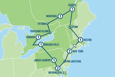 Karta FRAN ATLANTEN TILL NIAGARA, USA och Kanada